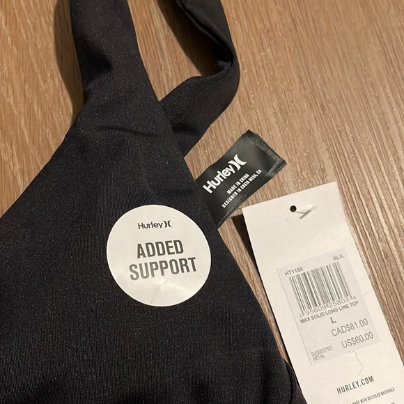 HURLEY X MOORE ALOHA MAX SOLID LONG LINE BIKINI TOP - Picture 4 of 7